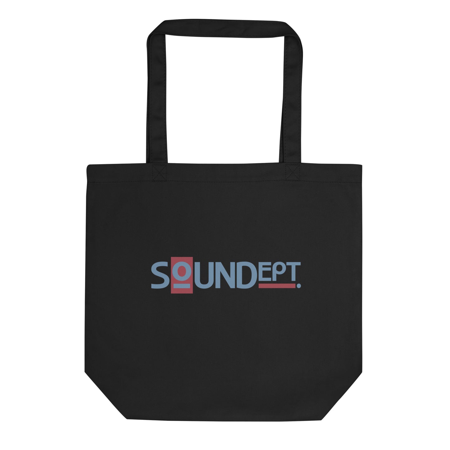 Crew Show Audio Sound Dept. No.1 Tote bag. Front view of a black tote bag with a Soundept graphic.