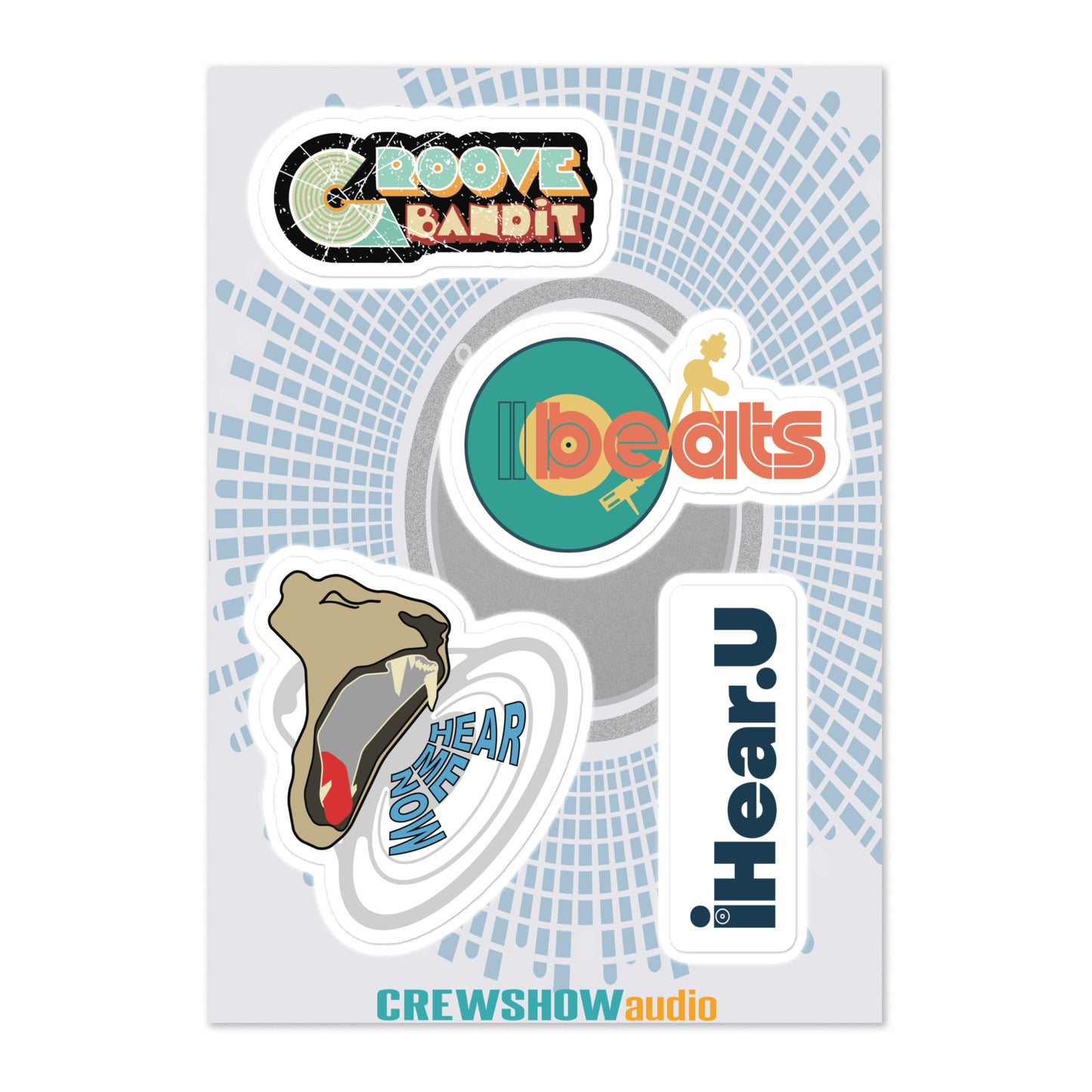 Crew Show Audio Sound Stickers collection No.2. Front view of sticker sheet showing 4 sound stickers.